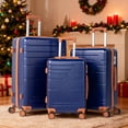 thumbnail image 2 of Zimtown Luggage 3 Piece Set ABS Hardside Lightweight Suitcase with TSA Lock Spinner Wheels, Navy Blue, 2 of 14