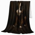 thumbnail image 2 of Brindle Dog Portrait on Black Background, Realistic Pet Style for Dog Lovers, Golden Arch Scene, Warm Flannel Blanket for Living Room and Bedroom, Birthday Gift and Bold Home Decor, 2 of 8