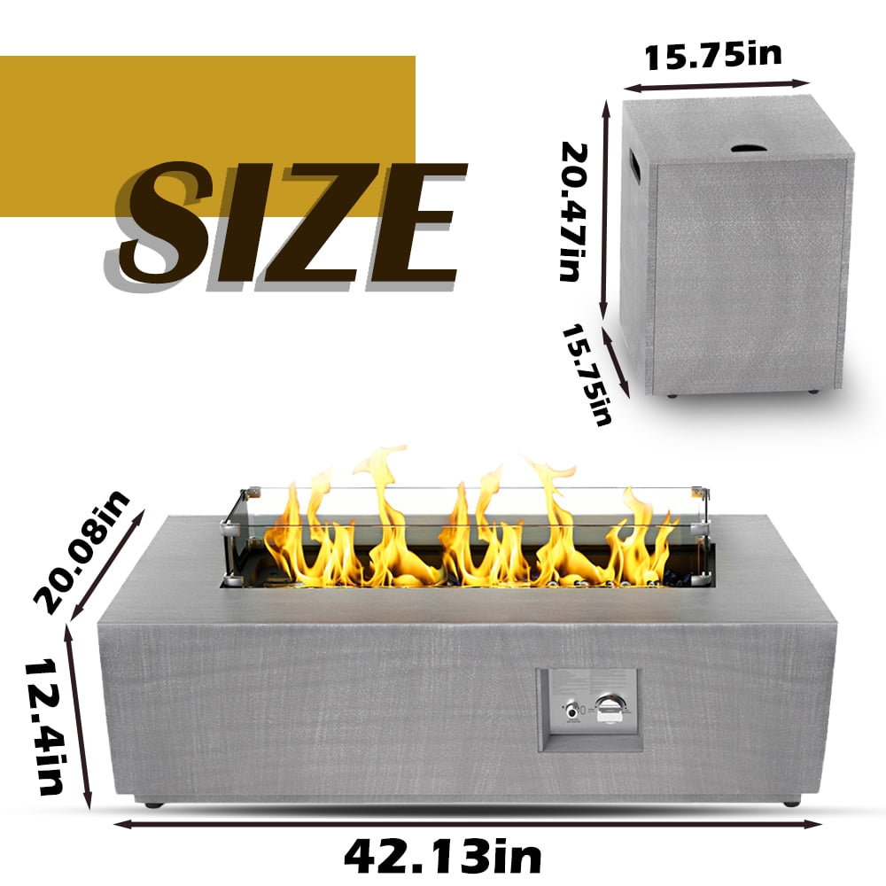 ConToose Outdoor Propane Fire Pit – Bottom RGB Light Strip, Pulse Ignition, CSA-Certified & All-Weather Kit Included