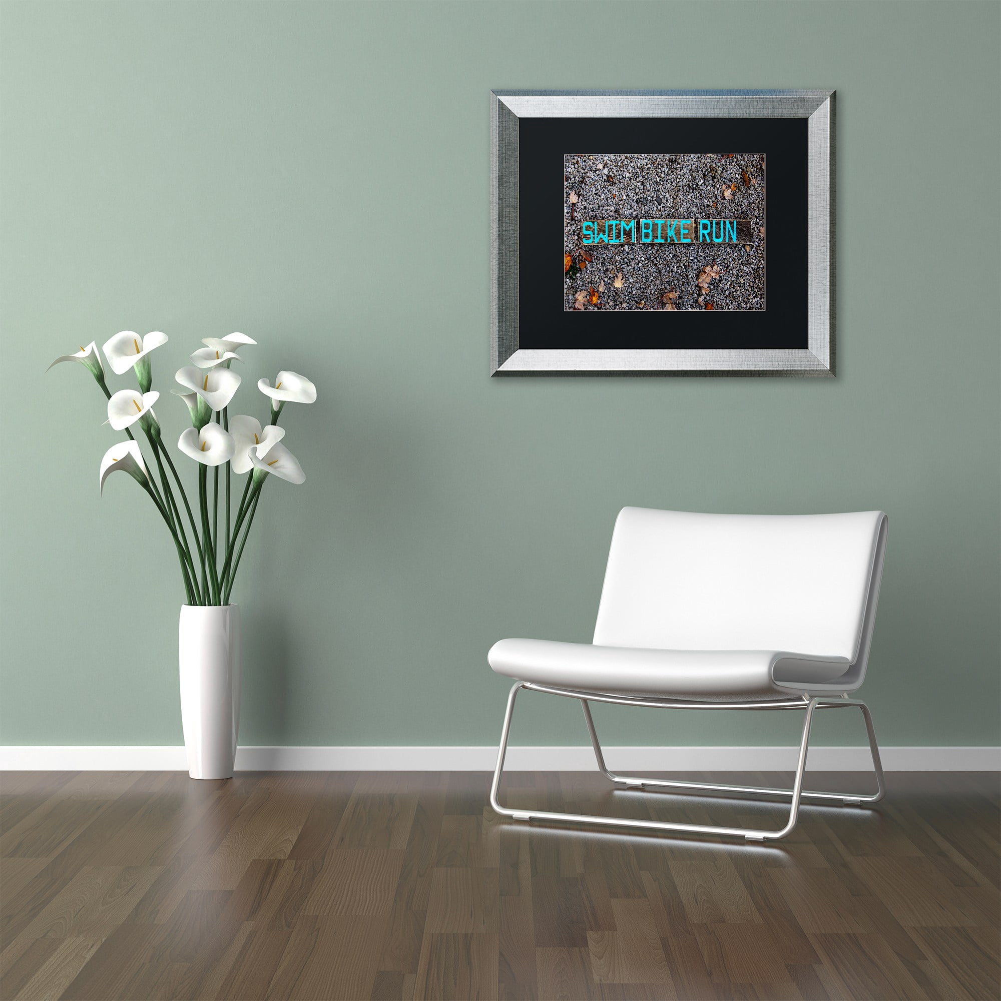 Trademark Fine Art 'The Triathlete II' Canvas Art by Nicole Dietz, Black Matte, Silver Frame