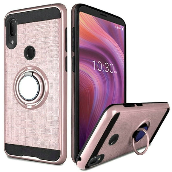 GSA Brushed Case w/Ring Stand For Alcatel 3V (2019) Rose Gold Black