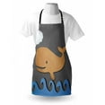 thumbnail image 3 of Whale Apron Wooden Paper like Designed Whale on the Air with Paper Based Whale Image, Unisex Kitchen Bib Apron with Adjustable Neck for Cooking Baking Gardening, Grey Blue and Brown, by Ambesonne, 3 of 3