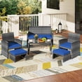 thumbnail image 4 of Costway 6PCS Patio Furniture Set Outdoor Sectional Conversation PE Rattan Sofa Set Navy, 4 of 10
