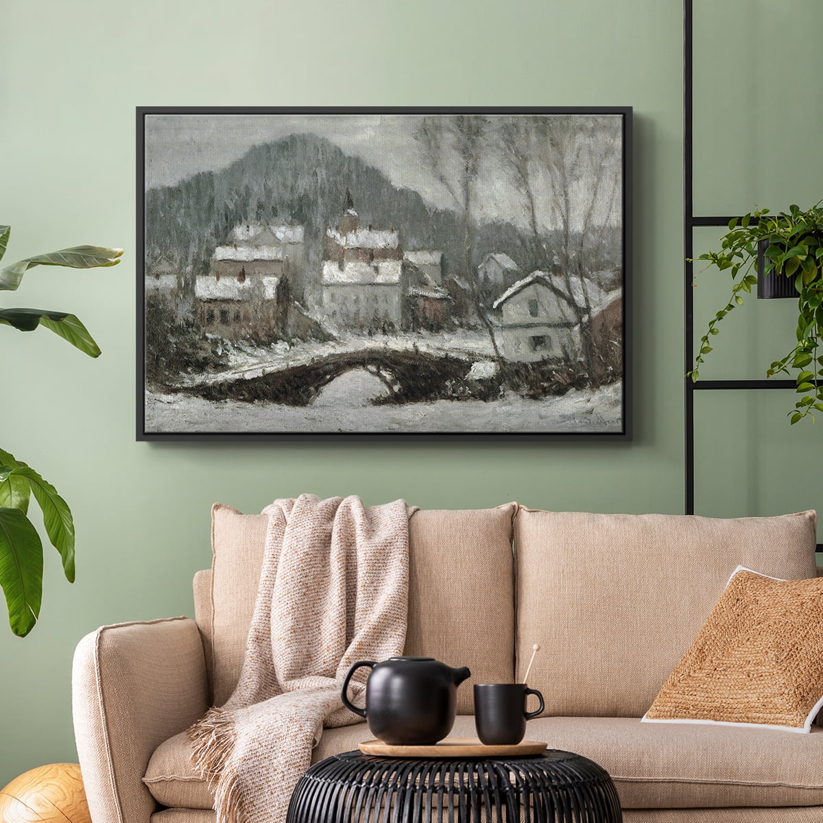 Vintage Landscape-CLXV By Wexford Home Framed in Black Wood Gallery Wrapped Canvas 25 in. x 37 in.