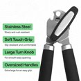thumbnail image 2 of Heavy Duty Stainless Steel Smooth Edge Manual Can Opener and Bottle Openers, Soft Comfortable Handle, Oversized Handheld Turn Knob, US Designed Multifunctional Kitchen Tool, Black, 2 of 9