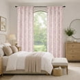 thumbnail image 5 of OVZME Blush Floral Curtains 63 Inches Long 2 Panels, Light Filtering Faux Linen Textured Window Curtains for Living Room, Soft Airy Farmhouse Bedroom Curtain, Each 40Wx63L, 5 of 9