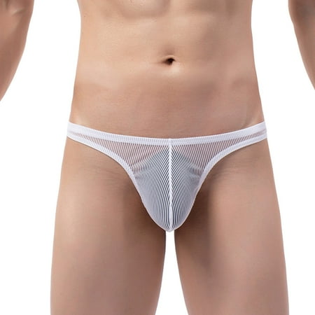 

Panties For Men Solid Color Breathable Low Waist Knitted Mesh Thong String Briefs