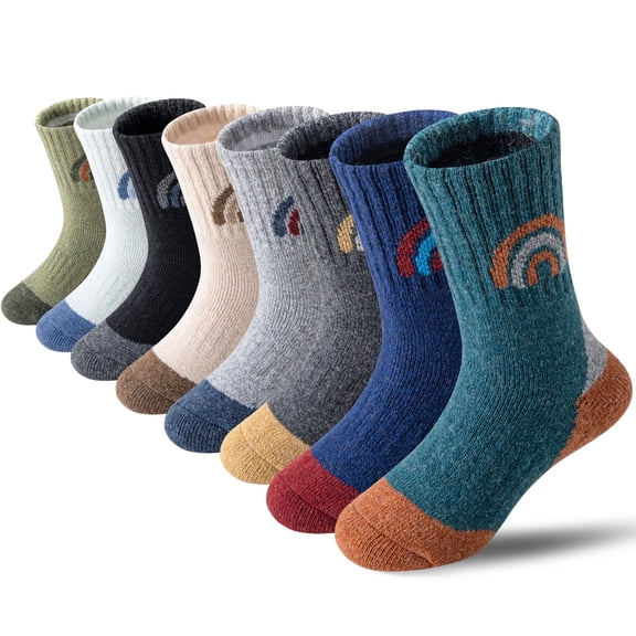 8 Pairs Kids Toddlers Boys Girls Merino Wool Hiking Athletic Thermal Warm Winter Socks
