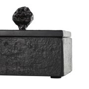 DecMode Black Marble Decorative Box with Black Knobs, 3 Count