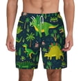 thumbnail image 2 of Picia Dinosaurs and Flowers pattern Mens Swim Trunks with Compression Liner Stretch Beach Shorts Quick Dry with Zipper Pockets No-Chafing Board Shorts-Large, 2 of 9