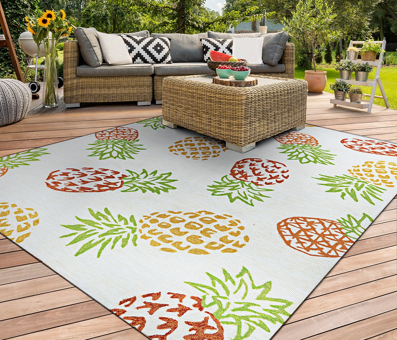 Couristan Covington Pineapples Sand Indoor/Outdoor Area Rug Walmart