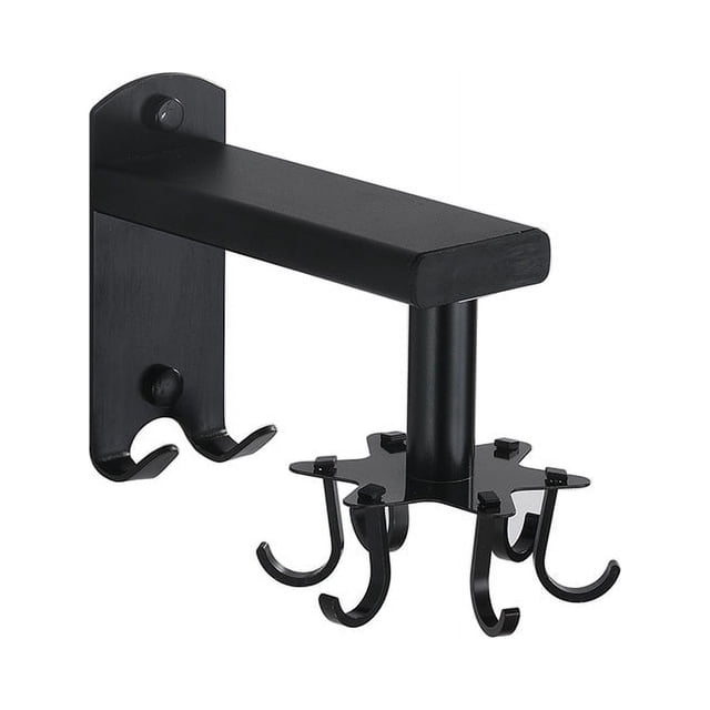 Ganchos de pared de alta resistencia, colgador giratorio para utensilios, estante de cocina para ahorrar espacio, organizador de pared con 8 ganchos extraíbles y 2 ganchos para colgar, color negro para espátula, cuchara, taza, toalla, llave Sailing Electrónica