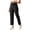 Black, variant on Womens Casual Outdoor Hiking Pants Button Zipper Waist Straight Wide Leg Waterproof Cargo Pants with Pockets