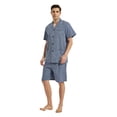 thumbnail image 3 of Men Cotton Pajama Shorts For Men Lightweight Plaid Soft Nightwear Short Sleeves PJS With Pockets, 3 of 5