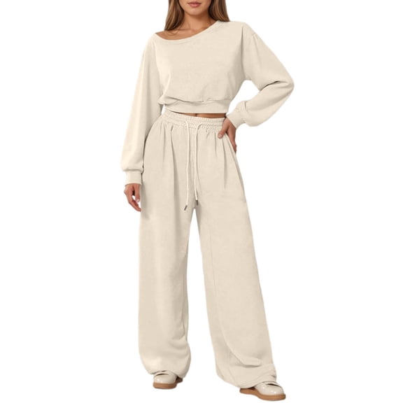 Sweatsuits Women 2 Piece Outfit Jogger Set Sweatshirt Top and Loose Fit Wide Leg Pants Tracksuit Set Trouser Suit Casual Fitness Set Sports Suit Valentine's Day