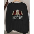thumbnail image 2 of Women's Christmas Graphic Print Long Sleeve Crew Neck T-Shirt - Leopard & Plaid Holiday Design with Merry Christmas Text, Cozy Casual Winter Top for Autumn & Winte, 2 of 8