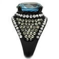 thumbnail image 3 of Womens Black Ring Anillo Para Mujer Stainless Steel Ring with AAA Grade CZ in London Blue Julianna, 3 of 4