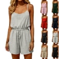 thumbnail image 5 of Women's Casual Sleeveless V-Neck Romper with Drawstring Waist Loose Fit Summer Jumpsuit, 5 of 5