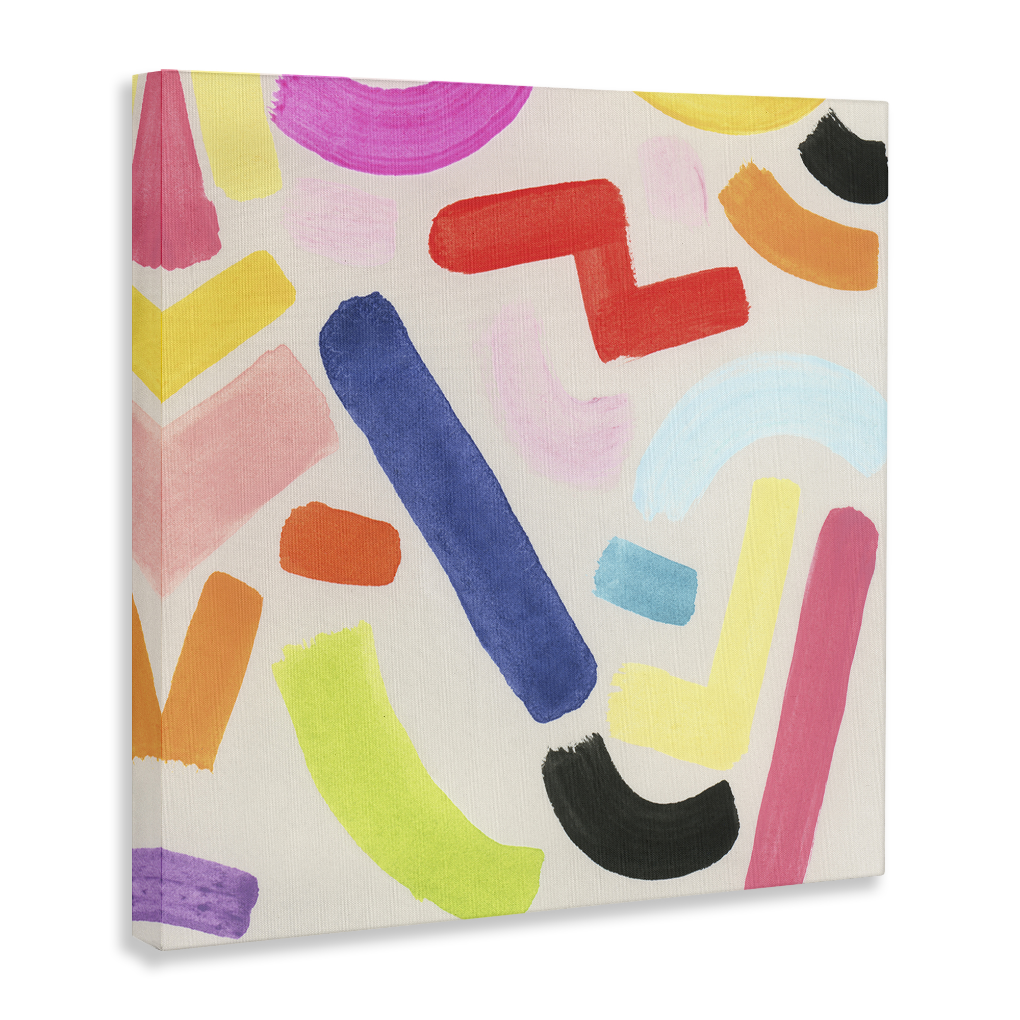 Stupell Industries Scattered Retro Shapes Abstract Painting Wrapped Canvas Art Print Wall Art, 17 x 17