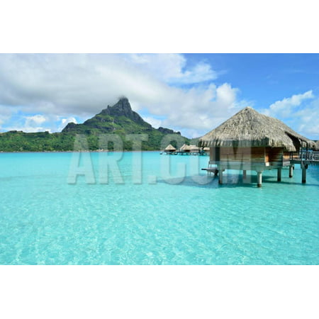 Luxury Overwater Vacation Resort on Bora Bora Print Wall Art By