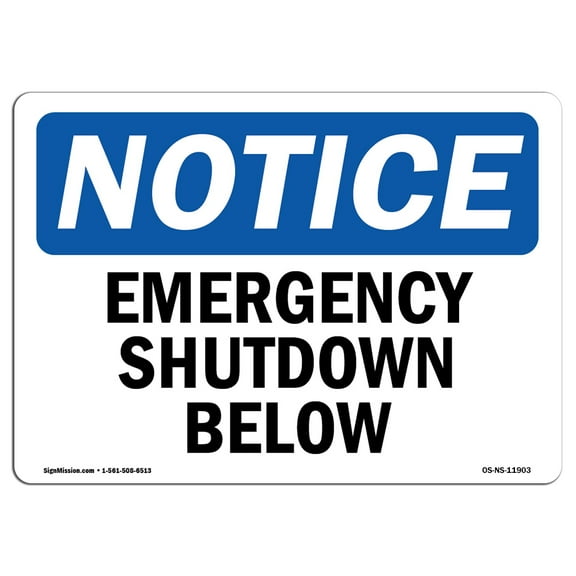 OSHA Notice Signs - Emergency Shutoff For The Vacuum | Decal | Protect Your Business, Construction Site, Warehouse |  Made in the USA