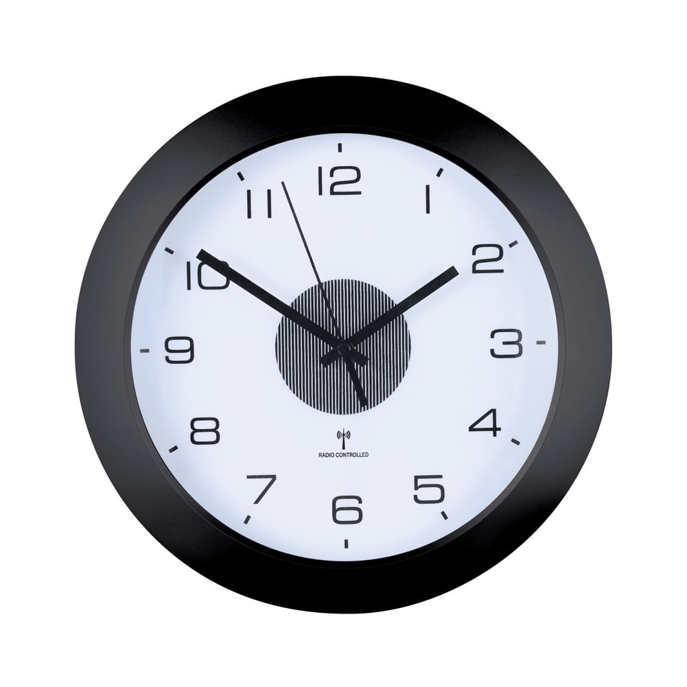 Collections Etc Split-second Precision Atomic Wall Clock With Light - Radio-Controlled, Cordless, Easy-to-Read Numbers - Automatic Adjusting for Daylight Savings - 12"Dia x 2.25"H