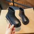 thumbnail image 6 of Juebong Boys Girls Combat Boots PU Leather Zipper Ankle Boots Kids Dress Short Boots Black,35, 6 of 8