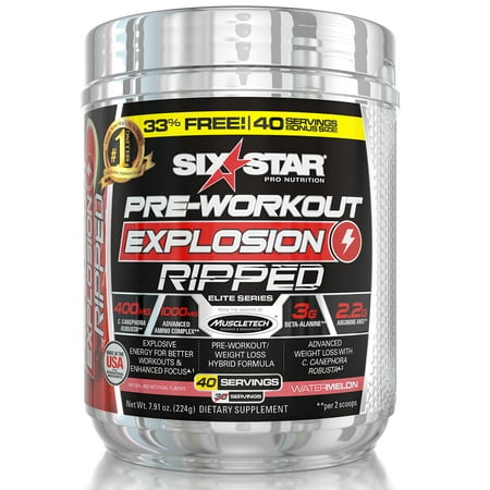 Six Star Pro Nutrition Pre Workout Explosion Powder, Watermelon, 40