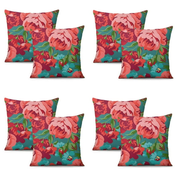 Set Of 4 Pioneer Pillow Covers 16x16 Inch Linen Decorative Square Throw Pillow Covers for Living Room Sofa Couch Decoration