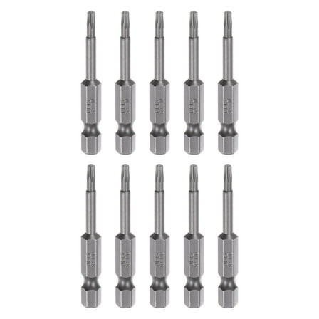 Uxcell T10 Magnetic Security Star 5 Point Torx Screwdriver Bit 1/4" Hex Shank 2" Length, 10 Pack
