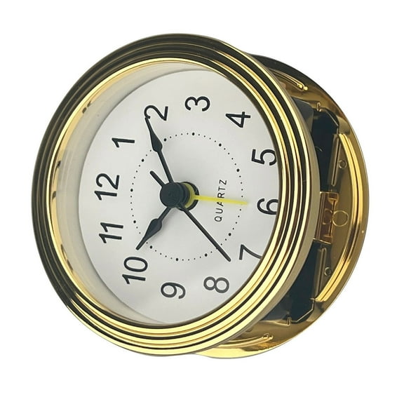 Snooze Alarm Clock Mechanism Insert 3Inch Diameter Gold Trim Arabic Numberals Round Watch Insert for Clock Enthusiasts