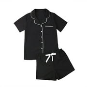 HIRIGIN Summer Women Sleepwear Cotton Pajamas Set Short Sleeve Tops+Shorts Homewear Nightwear