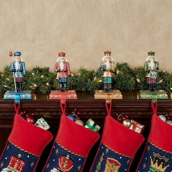 Nutcracker Stocking Holders | Set of 4 | 8 Inches High | Christmas Decorations for Mantel