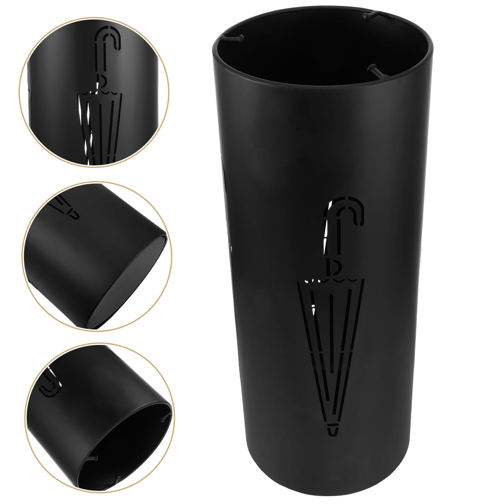 BESTYASH Round Iron Umbrella Stand and Holder for Home Storage with Water Retention in Black
