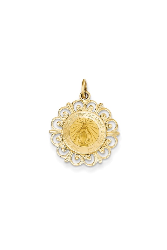 14k Yellow Gold Miraculous Medal Charm