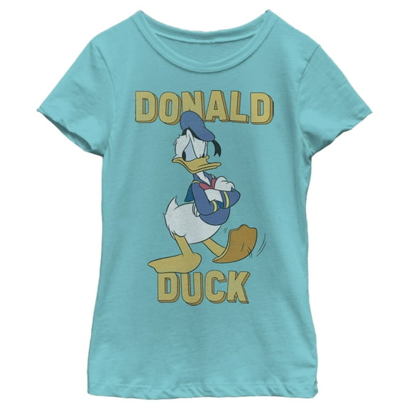 Girl's Mickey & Friends Donald Duck Grumpy  Graphic Tee Tahiti Blue X Large