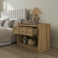 thumbnail image 4 of SICOTAS 31" W Farmhouse Nightstands Set of 2, Big nightstands with Drawer & Open Shelves, Large Bedside Table, End table for Bedroom, Living Room, Brown, 4 of 12