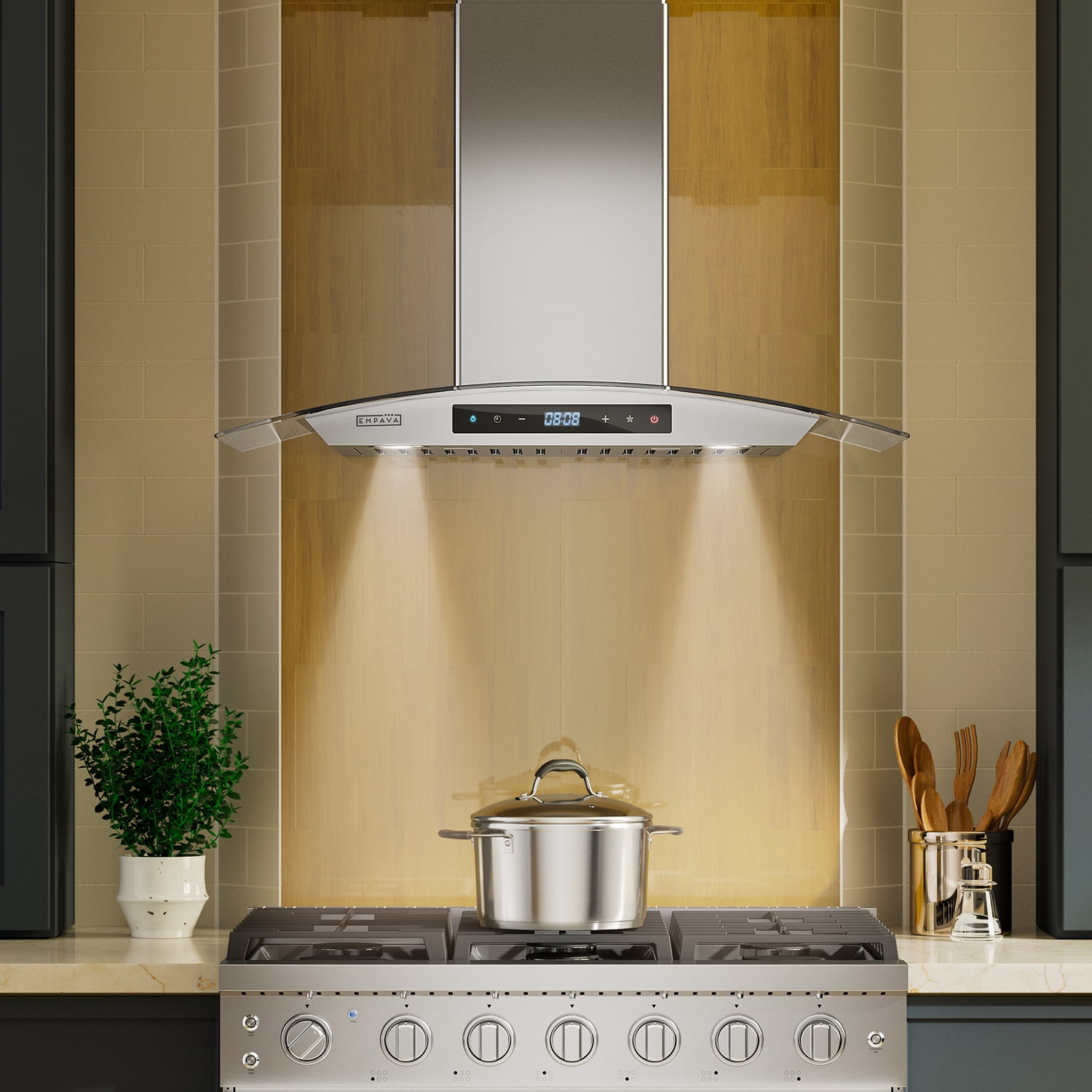 30 in. 400 CFM Ducted Kitchen Glass Wall Mount Range Hood in Stainless Steel