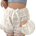 thumbnail image 2 of Yokua Womens Bowknot Ruffled Lace Shorts Half Slip Safety Cake Pant Frilly Knickers, 2 of 11