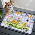 thumbnail image 4 of Easter 2'x3' Washable Rug, Green Truck Eggs Flowers Butterflies Purple Plaid Non-Slip Soft Doormat Area Rugs for Entrance Bathroom Bedsides, Carpet for Kitchen Bedroom, Entryway Floor Mat, 4 of 9