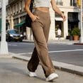 thumbnail image 6 of Oplxuo Women Yoga Dress Pants with Pockets High Waisted Crossover Wide Leg Pants Loose Casual Work Trouser Lounge Pant, 6 of 7