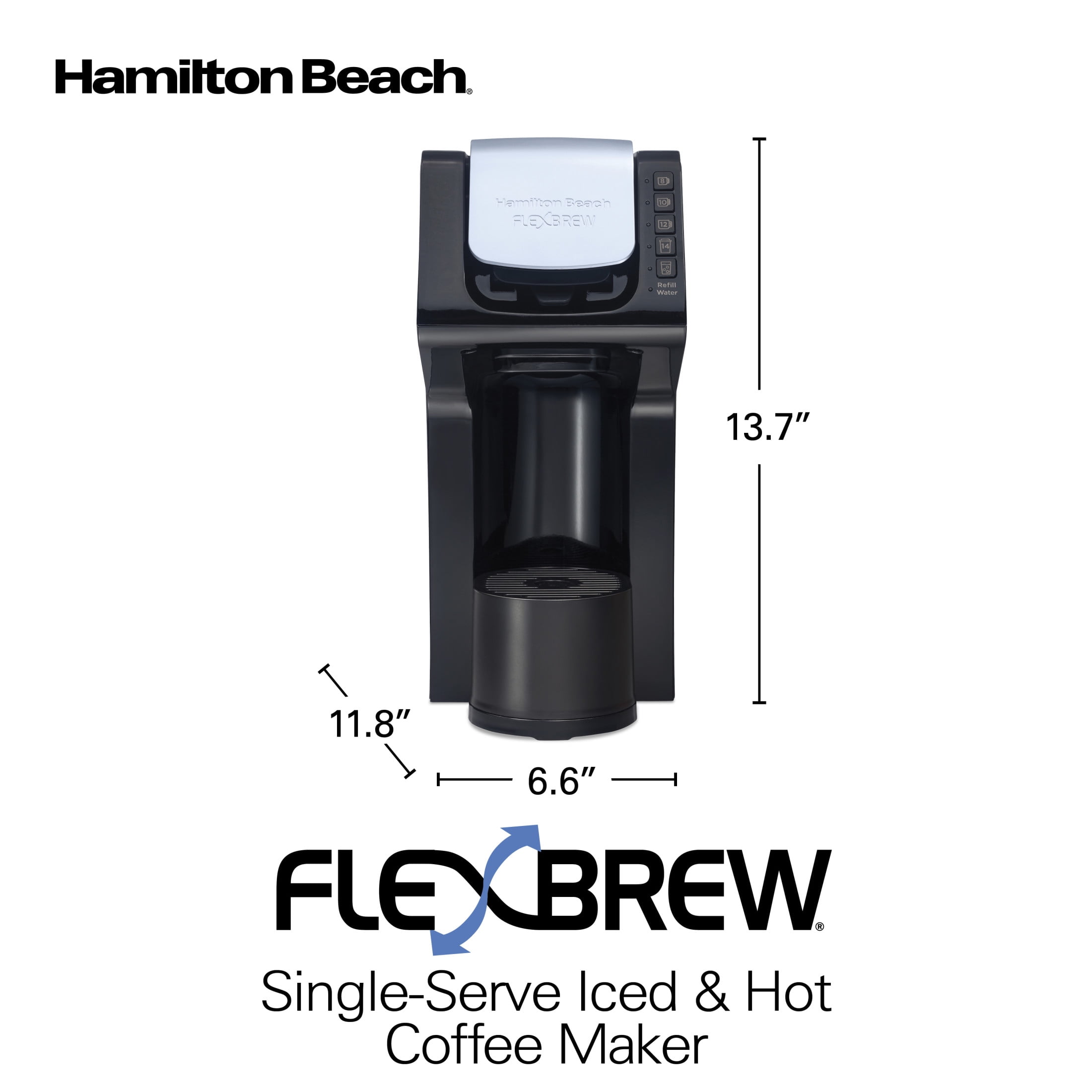 Hamilton Beach FlexBrew Single Serve Coffee Maker, Iced & Hot Coffee Brewer with Removable 50 oz Water Reservoir, Black