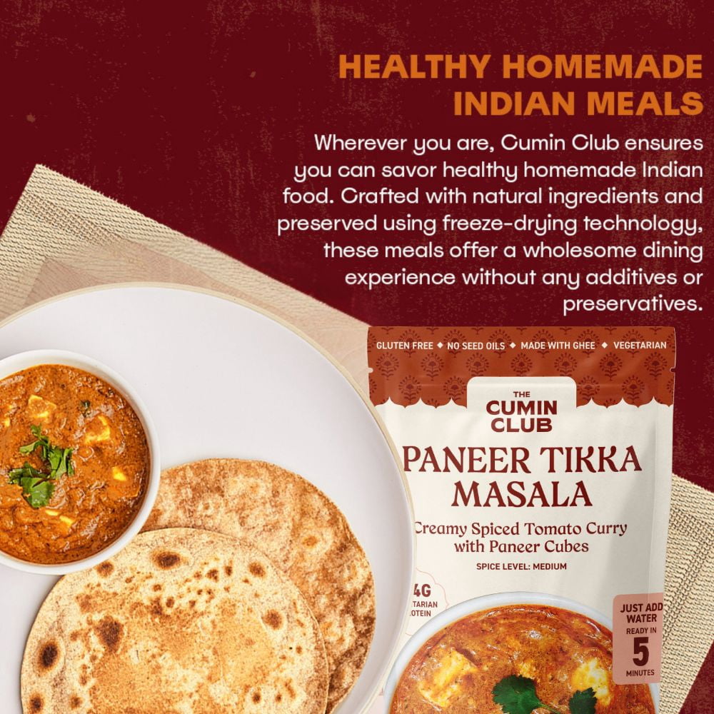 (6 pack) The Cumin Club Paneer Tikka Masala - Instant Indian Food - Ready to Eat  - 10oz Meal