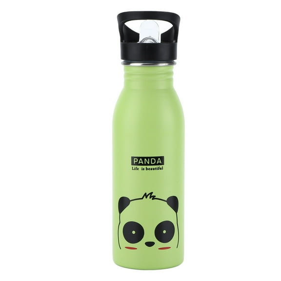 Stainless Steel Sport Water Bottle, 500ML/17oz Cute Animal Pattern Vacuum Insulated Water Bottle with Sucking Mouth for Gym, Travel, Sports [Green Panda]
