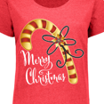 thumbnail image 4 of Inktastic Merry Christmas Red and Gold Candy Cane Women's Plus Size T-Shirt, 4 of 5