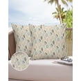 thumbnail image 6 of Pack of 2 Outdoor Pillow Covers, Leaves Specimens Blue Khaki Teal Grey Burlap Background Waterproof Square Throw Pillowcase Cushion Decorative Pillow Covers for Couch Patio Tent, 18x18 in, 6 of 6