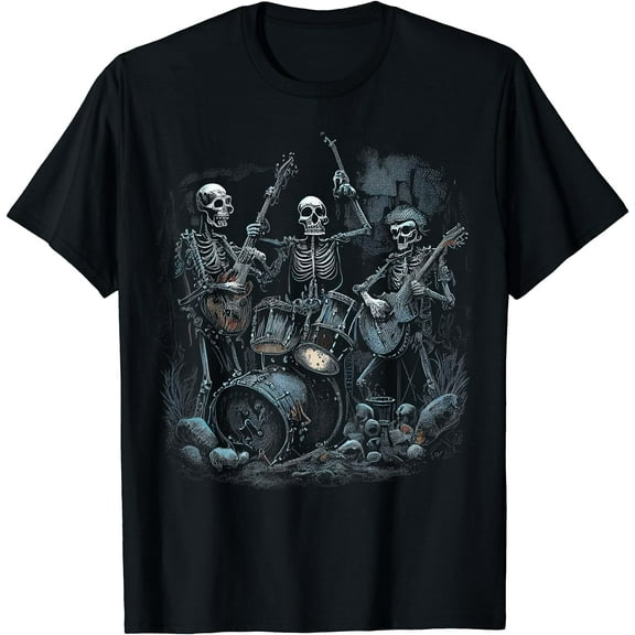 Skeletons Band At Rock Concert Graphic Tees Men Women T-Shirt