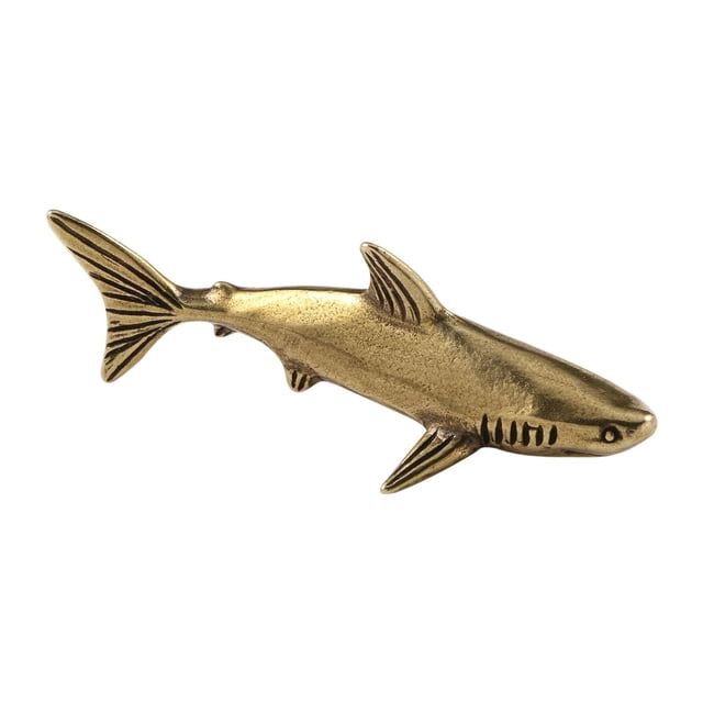 Estatua de tiburón de cobre, decoración creativa para el hogar, escultura de animal en miniatura de latón, adorno de animal marino para oficina y sala