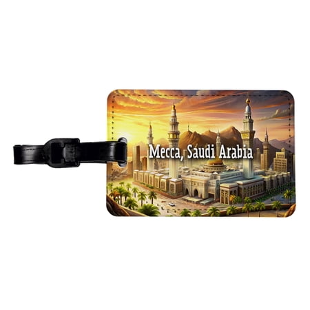 Mecca, Saudi Arabia Travel City Country Stamp Faux Leather Travel Luggage Tag