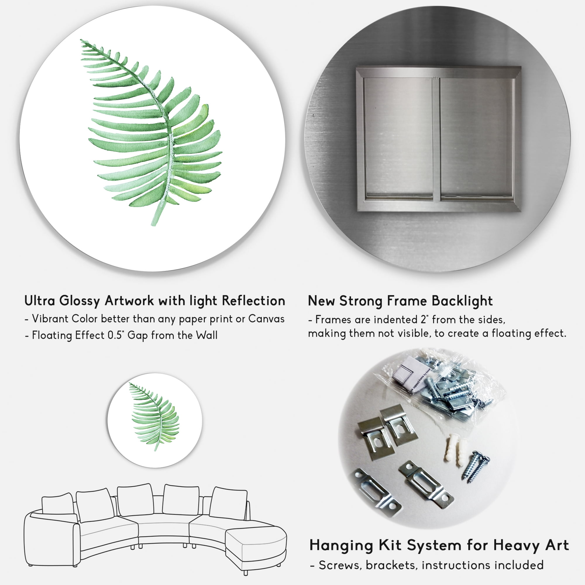 Designart 'Close Up Of Tropical Leaf Of Monstera III' Farmhouse Circle Metal Wall Art 29x29 - Disc of 29